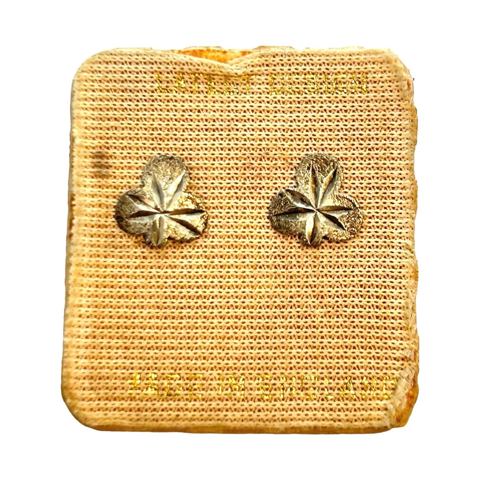 Vtg Antique Sterling Silver 925 Shamrock Clover Earrings England